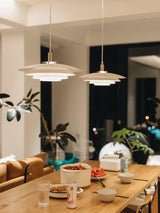 Bretagne Modern Architectural Multi Layered Metal Pendant Light Chrome and White Hanging Ceiling Lamp