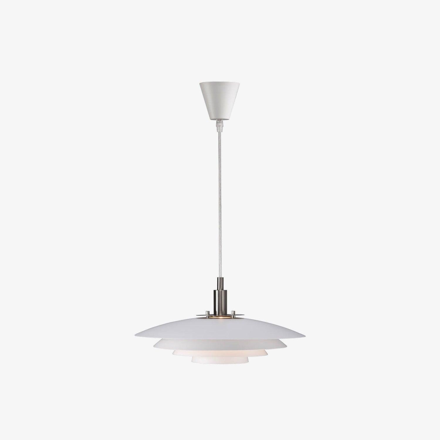 Bretagne Modern Architectural Multi Layered Metal Pendant Light Chrome and White Hanging Ceiling Lamp