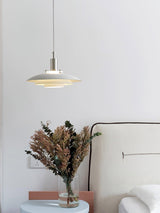 Bretagne Modern Architectural Multi Layered Metal Pendant Light Chrome and White Hanging Ceiling Lamp