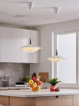 Bretagne Modern Architectural Multi Layered Metal Pendant Light Chrome and White Hanging Ceiling Lamp
