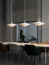 Bretagne Modern Architectural Multi Layered Metal Pendant Light Chrome and White Hanging Ceiling Lamp