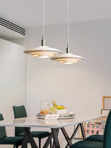 Bretagne Modern Architectural Multi Layered Metal Pendant Light Chrome and White Hanging Ceiling Lamp