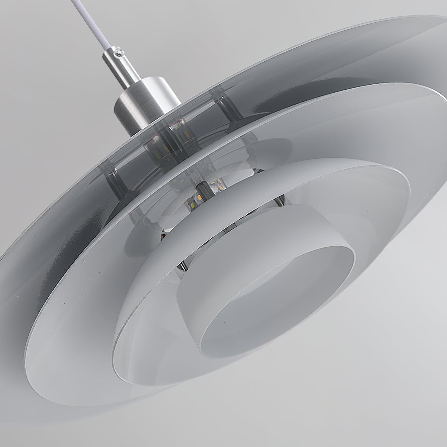 Bretagne Modern Architectural Multi Layered Metal Pendant Light Chrome and White Hanging Ceiling Lamp