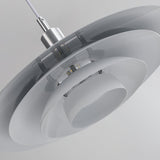 Bretagne Modern Architectural Multi Layered Metal Pendant Light Chrome and White Hanging Ceiling Lamp