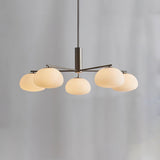 Briette Mid Century Geometric Cross Frame Chandelier with Spherical Glass Globes