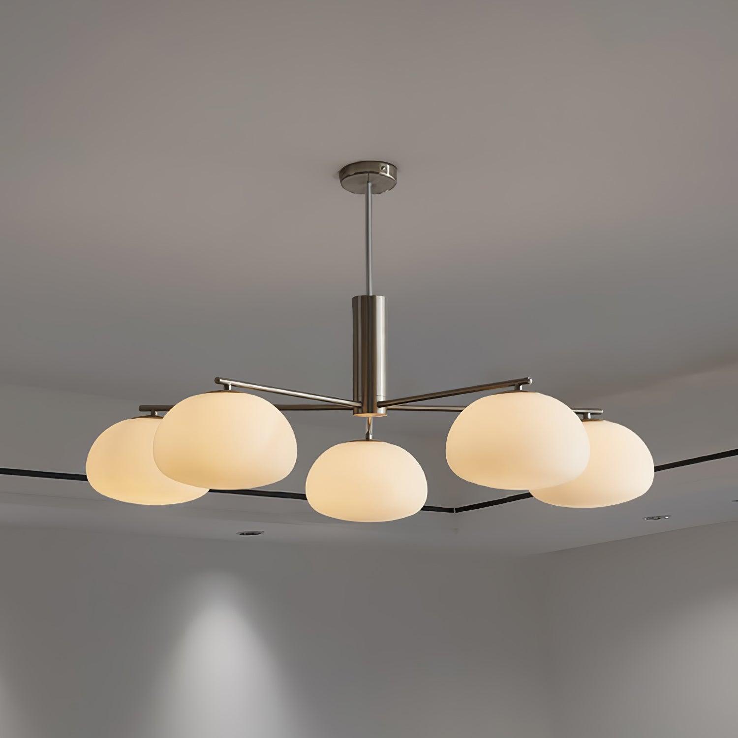 Briette Mid Century Geometric Cross Frame Chandelier with Spherical Glass Globes