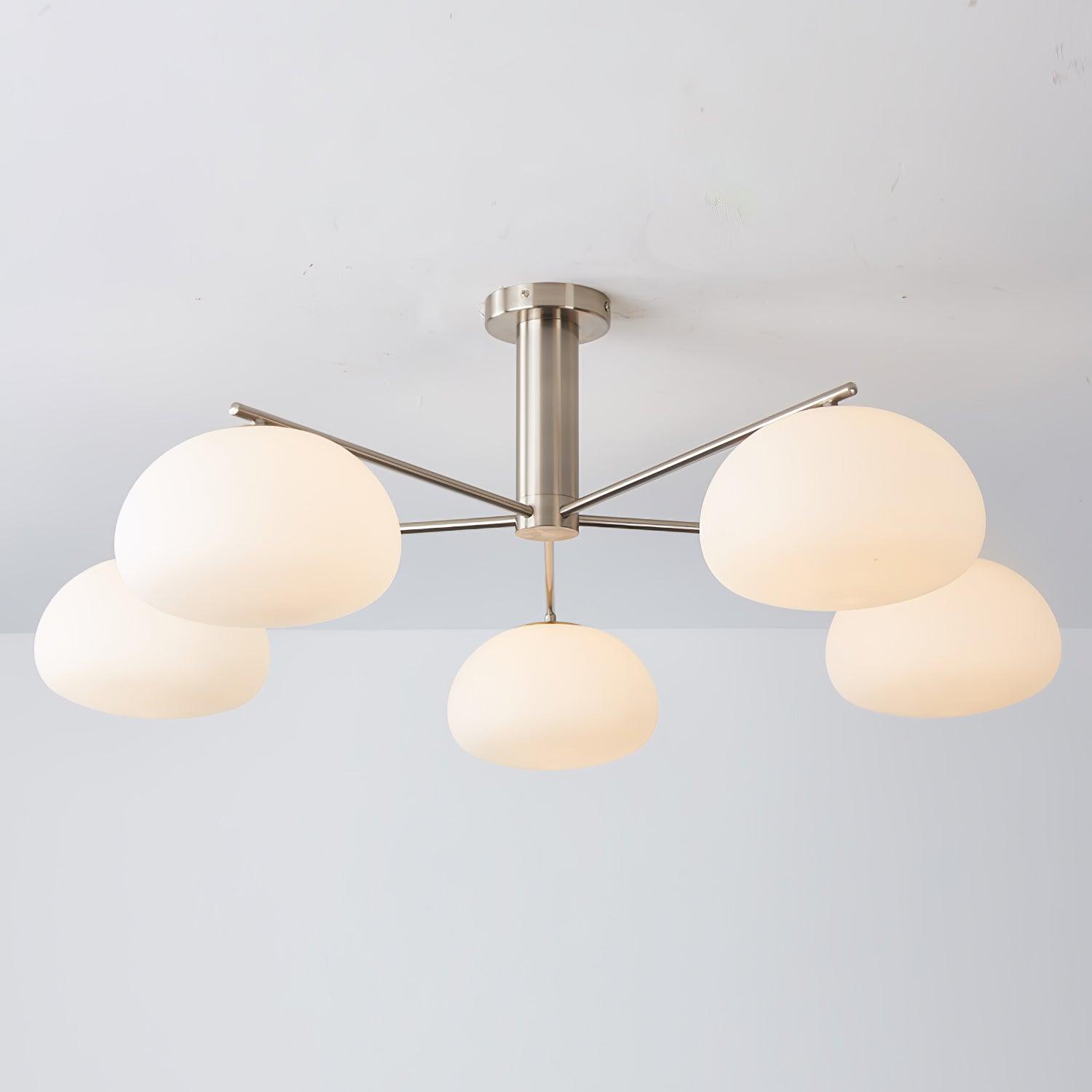 Briette Mid Century Geometric Cross Frame Chandelier with Spherical Glass Globes