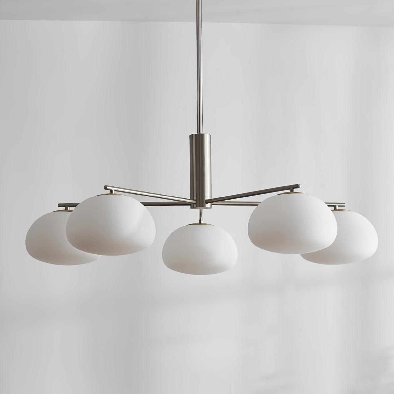 Briette Mid Century Geometric Cross Frame Chandelier with Spherical Glass Globes