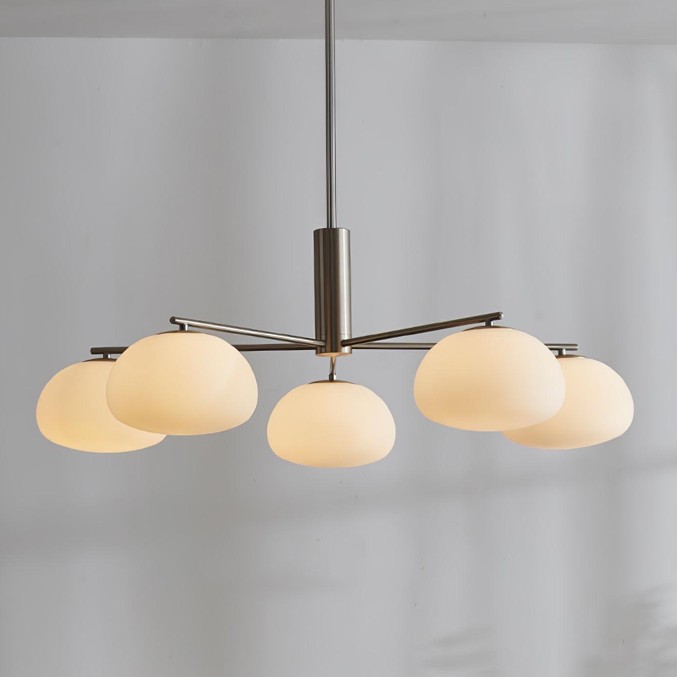 Briette Mid Century Geometric Cross Frame Chandelier with Spherical Glass Globes