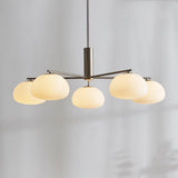 Briette Mid Century Geometric Cross Frame Chandelier with Spherical Glass Globes