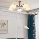 Briette Mid Century Geometric Cross Frame Chandelier with Spherical Glass Globes