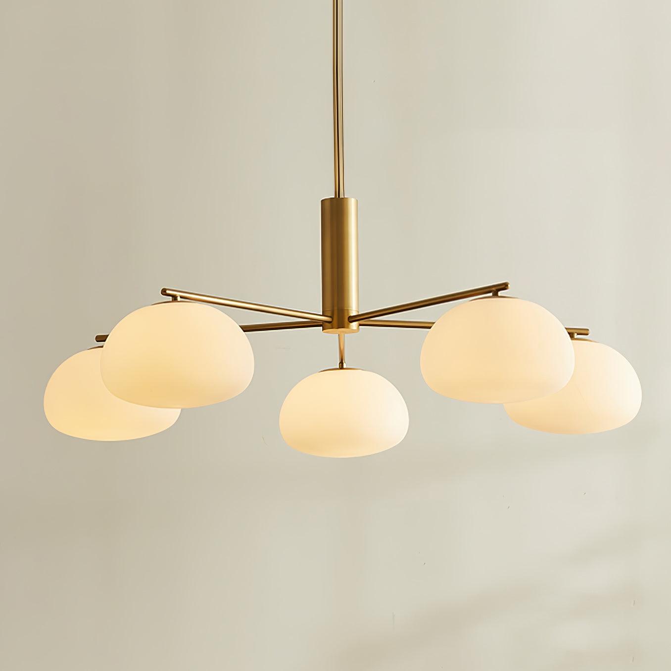 Briette Mid Century Geometric Cross Frame Chandelier with Spherical Glass Globes