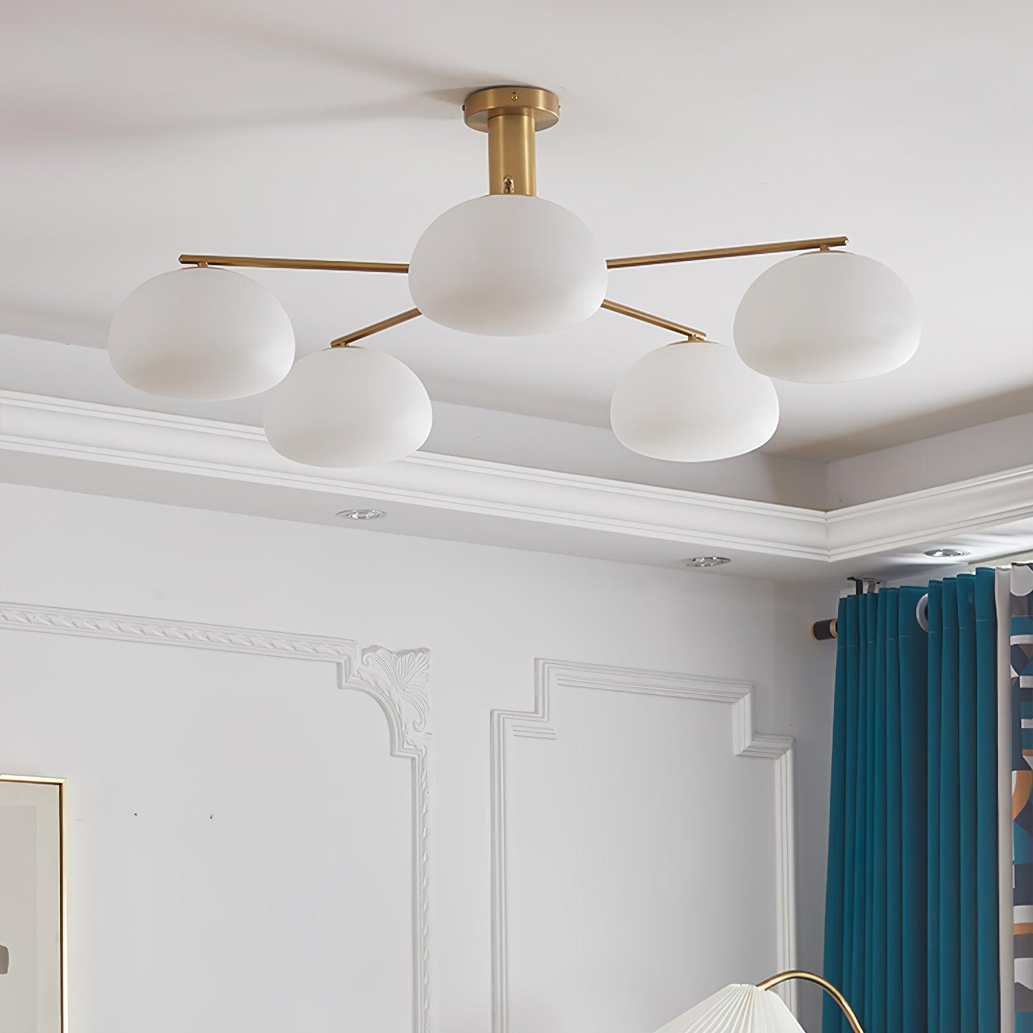 Briette Mid Century Geometric Cross Frame Chandelier with Spherical Glass Globes
