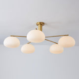 Briette Mid Century Geometric Cross Frame Chandelier with Spherical Glass Globes