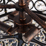 Bronze Crystal Flush Mount Ceiling Light 13 Inch Drum Shape 3 Light Fixture for Hallway and Dining Room