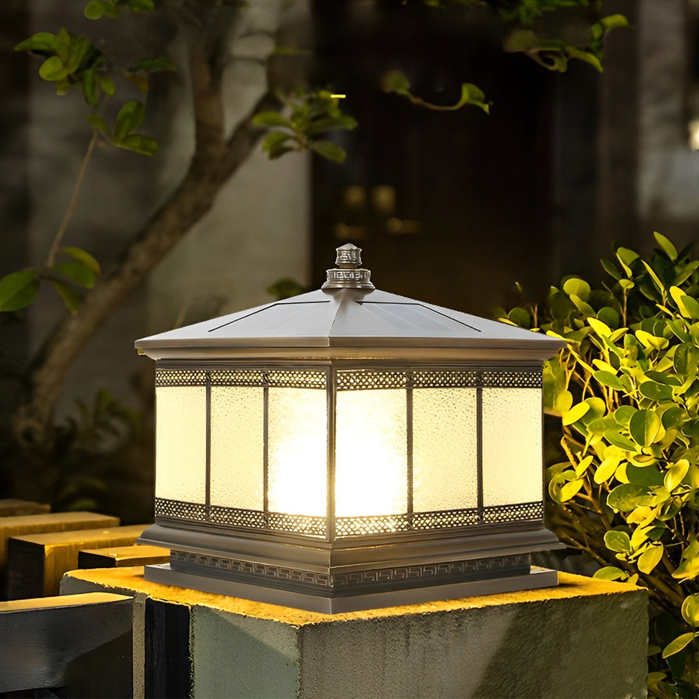 Bronze Waterproof Outdoor Solar Post Cap Lights Retro Decorative Gate Fence Pillar Lighting