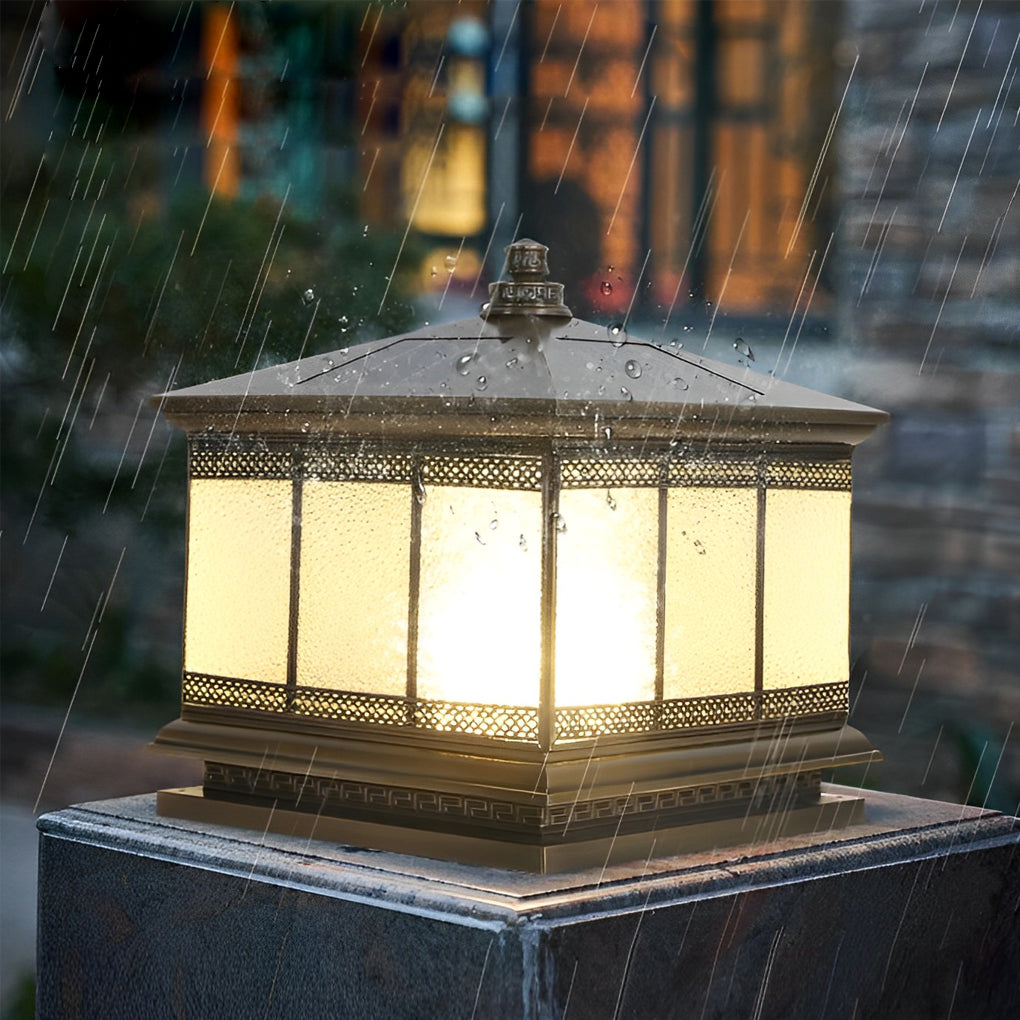 Bronze Waterproof Outdoor Solar Post Cap Lights Retro Decorative Gate Fence Pillar Lighting