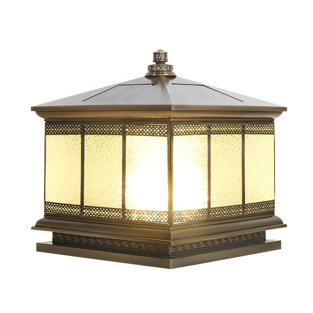 Bronze Waterproof Outdoor Solar Post Cap Lights Retro Decorative Gate Fence Pillar Lighting