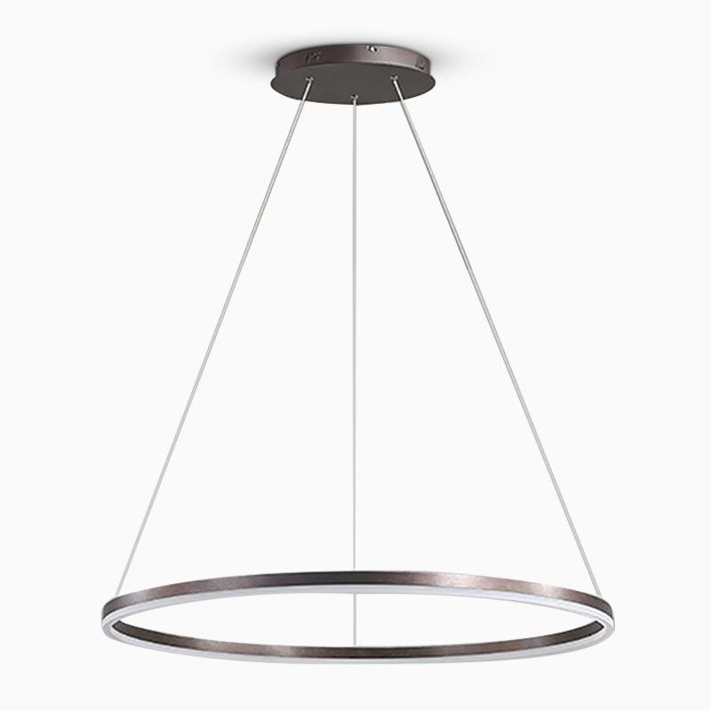 Brown Circular 16 Inch LED Pendant Light Acrylic Shade Modern Hanging Ceiling Fixture