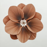 Brown Folded Paper Lotus Leaf Pendant Lamp Multi Layered Floral Sculptural Hanging Light