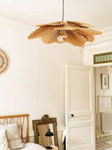 Brown Folded Paper Lotus Leaf Pendant Lamp Multi Layered Floral Sculptural Hanging Light