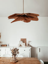 Brown Folded Paper Lotus Leaf Pendant Lamp Multi Layered Floral Sculptural Hanging Light