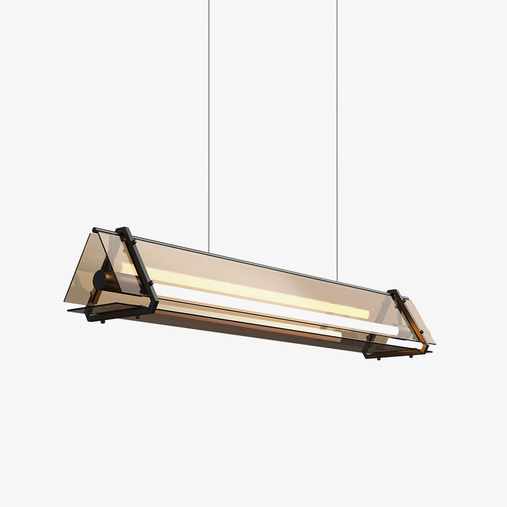 Brown Glass LED Linear Pendant Light Vintage Luggage Style Luxury Hanging Lamp
