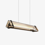 Brown Glass LED Linear Pendant Light Vintage Luggage Style Luxury Hanging Lamp