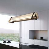 Brown Glass LED Linear Pendant Light Vintage Luggage Style Luxury Hanging Lamp