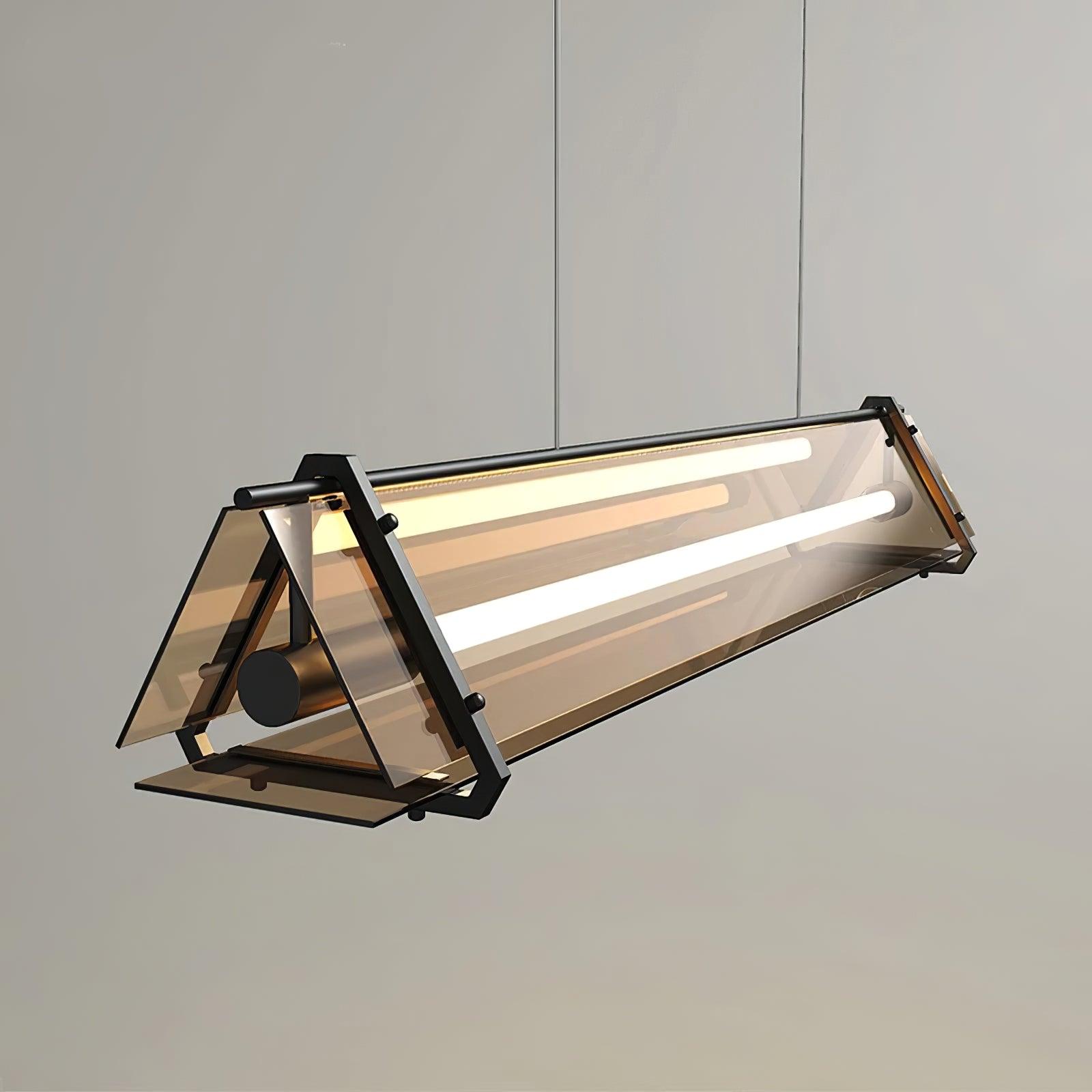 Brown Glass LED Linear Pendant Light Vintage Luggage Style Luxury Hanging Lamp