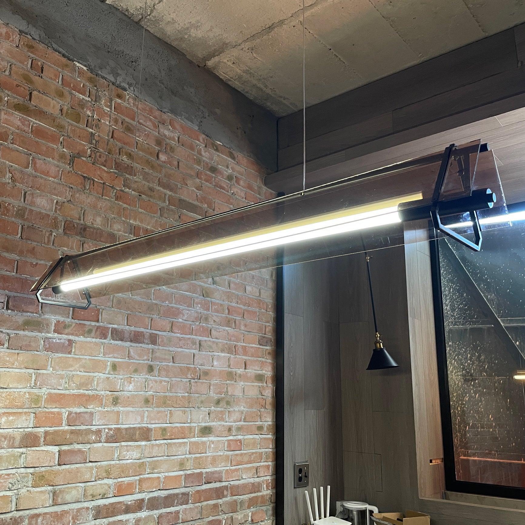 Brown Glass LED Linear Pendant Light Vintage Luggage Style Luxury Hanging Lamp