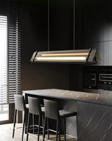Brown Glass LED Linear Pendant Light Vintage Luggage Style Luxury Hanging Lamp