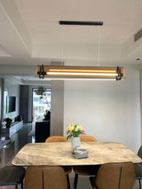 Brown Glass LED Linear Pendant Light Vintage Luggage Style Luxury Hanging Lamp
