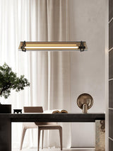 Brown Glass LED Linear Pendant Light Vintage Luggage Style Luxury Hanging Lamp