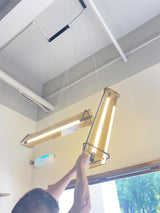 Brown Glass LED Linear Pendant Light Vintage Luggage Style Luxury Hanging Lamp