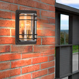 Brown Glass Vintage Aluminum Waterproof Outdoor Wall Light Sconce for Garden Patio