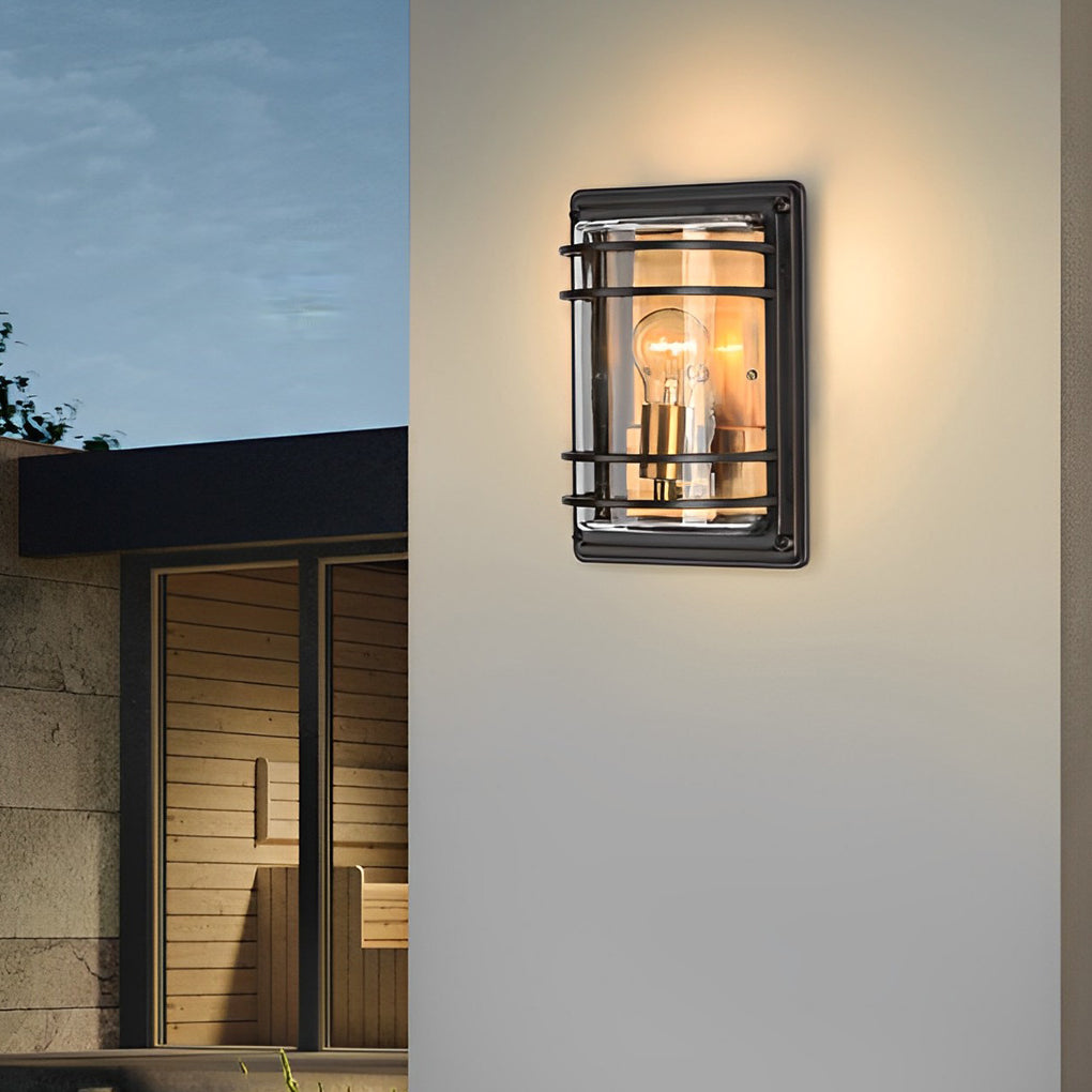 Brown Glass Vintage Aluminum Waterproof Outdoor Wall Light Sconce for Garden Patio