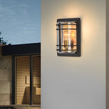 Brown Glass Vintage Aluminum Waterproof Outdoor Wall Light Sconce for Garden Patio