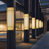 Brown Industrial Waterproof LED Outdoor Wall Lamp with Vertical Stripe Grid and Stainless Steel Frame