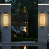Brown Industrial Waterproof LED Outdoor Wall Lamp with Vertical Stripe Grid and Stainless Steel Frame