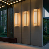 Brown Industrial Waterproof LED Outdoor Wall Lamp with Vertical Stripe Grid and Stainless Steel Frame