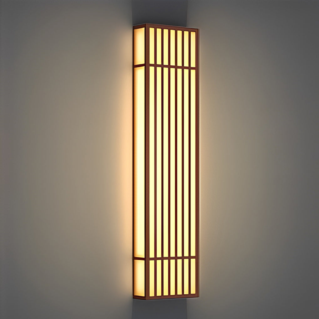 Brown Industrial Waterproof LED Outdoor Wall Lamp with Vertical Stripe Grid and Stainless Steel Frame