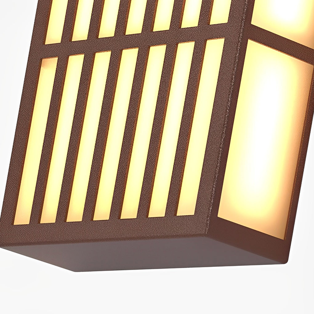 Brown Industrial Waterproof LED Outdoor Wall Lamp with Vertical Stripe Grid and Stainless Steel Frame