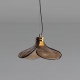Brown Leaf Shaped Handmade Glass Pendant Light with Brass Finish Art Nouveau Style