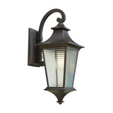 Brown Modern Retro Waterproof Outdoor Wall Sconce with Striped Glass Shade for Garden Porch
