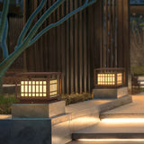 Brown Modern Square LED Outdoor Deck Post Light Waterproof Stainless Steel Pillar Lamp
