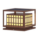 Brown Modern Square LED Outdoor Deck Post Light Waterproof Stainless Steel Pillar Lamp