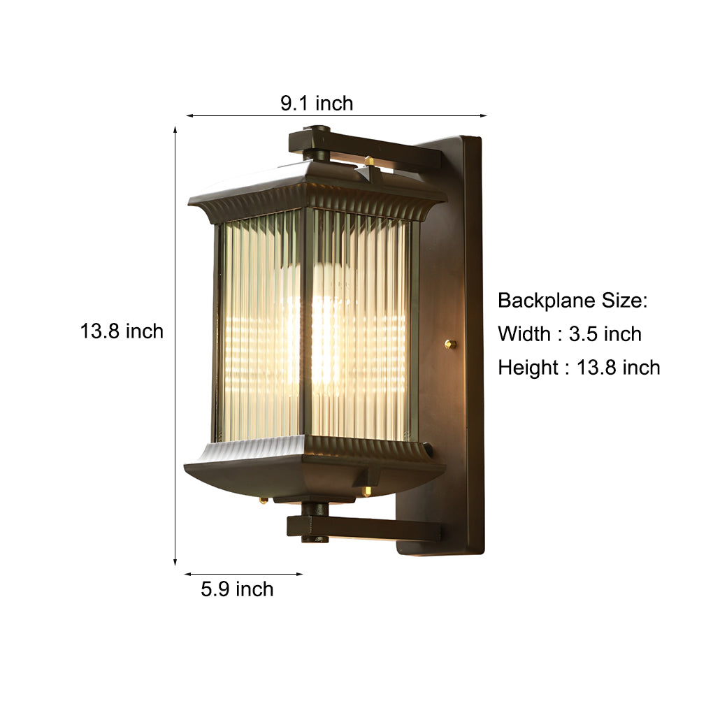 Brown Retro Outdoor Wall Sconce Waterproof Glass Shade Exterior Light for Garden Villa Balcony