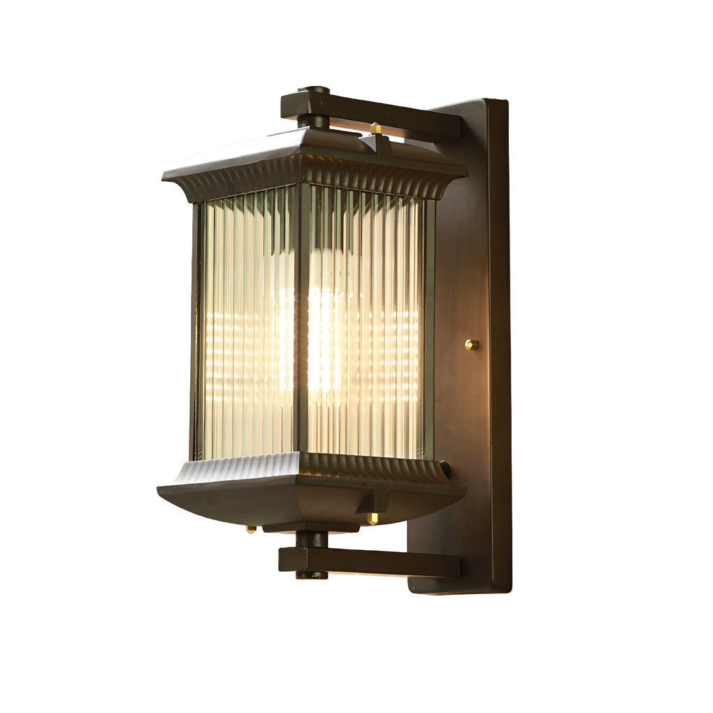 Brown Retro Outdoor Wall Sconce Waterproof Glass Shade Exterior Light for Garden Villa Balcony