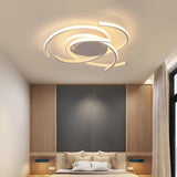 Modern Black Abstract Curve LED Ceiling Light Dimmable Nordic Flush Mount Lighting